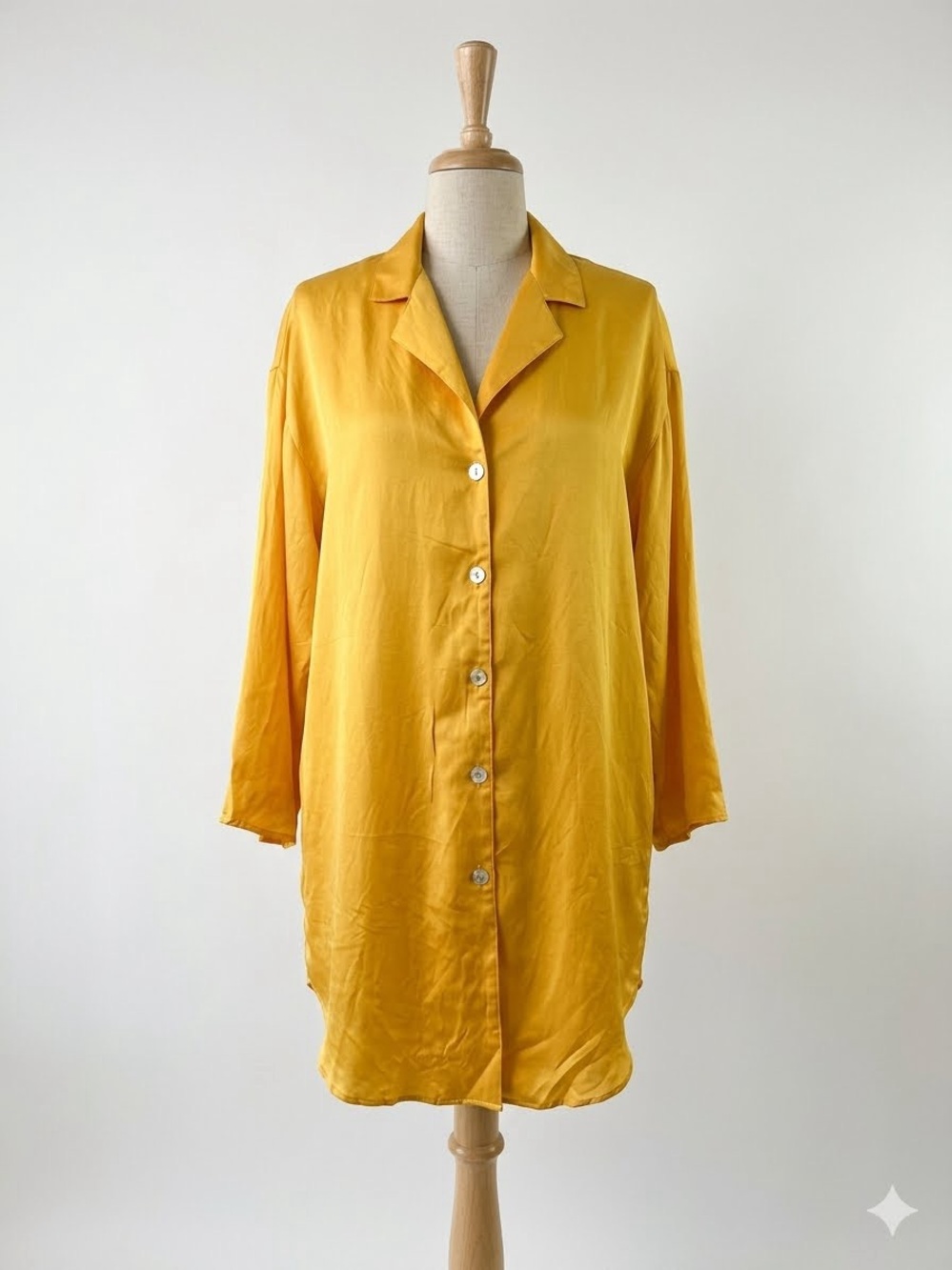 Vintage 80s Neiman Marcus 100% Silk Button Down Tunic Shirt Dress Small